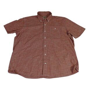 LL Bean Men Red Short Sleeve Button Down Shirt Size L Traditional Fit Cotton